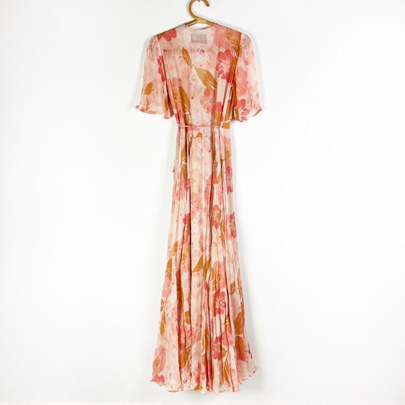 Reformation Pink floral maxi wrap short sleeve dress Julienne Size Medium - Picture 5 of 9